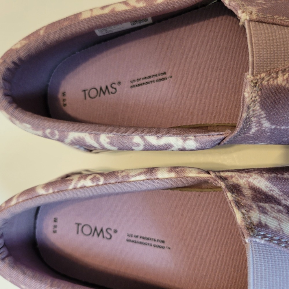 TOMS 9.5 Alpargata Fenix Slip On Tie Dye Canvas Sneaker Womens Purple - Picture 8 of 11